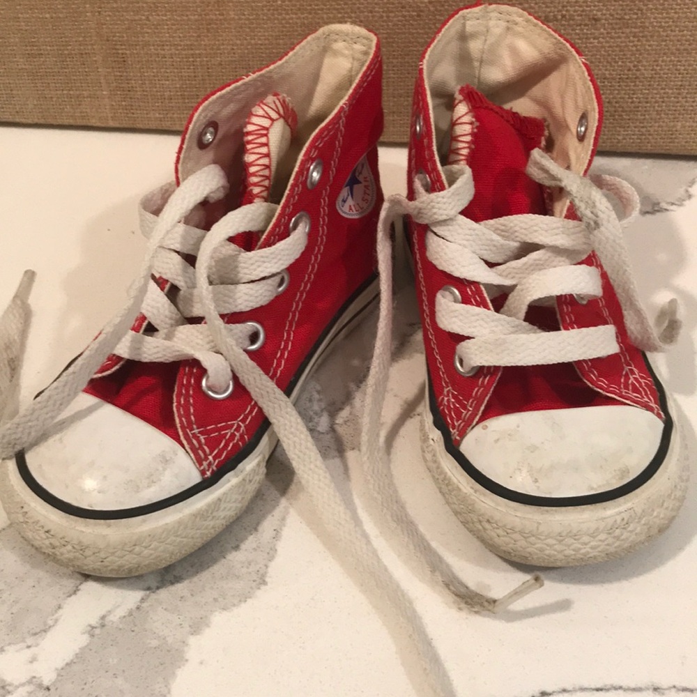 Red Converse high top shoes -toddler size 6